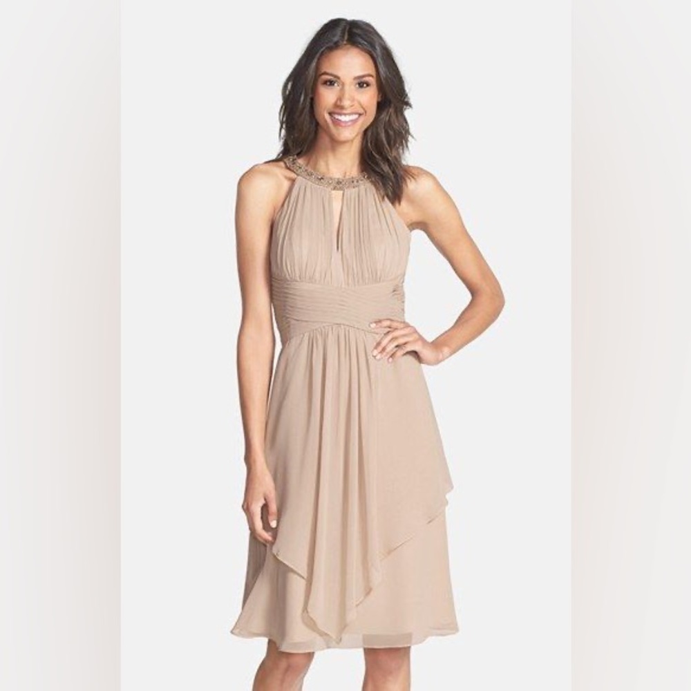 Eliza J Embellished-Neck Fit & Flare
Chiffon Dress - Size 2